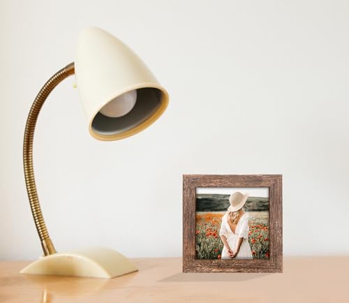 5x5 Picture Frames Set of 2, Square Rustic Wood Grain Photo Frame for Tabletop or Wall Mounting Display - size: 5X5(2pcs)