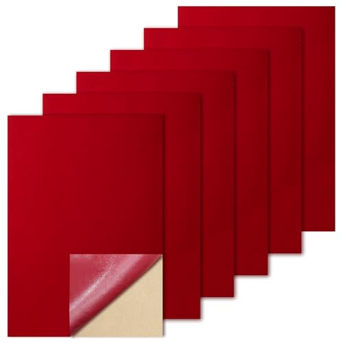Biaungdo Red Self Adhesive Felt Sheets, 8 x 12 Inch, 6 Pcs - color: Red