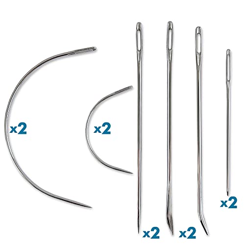 Heavy Duty Hand Sewing Needles Set - 12 Needles for Upholstery, Leather, Carpet Canvas Repair - size: 12 Needles