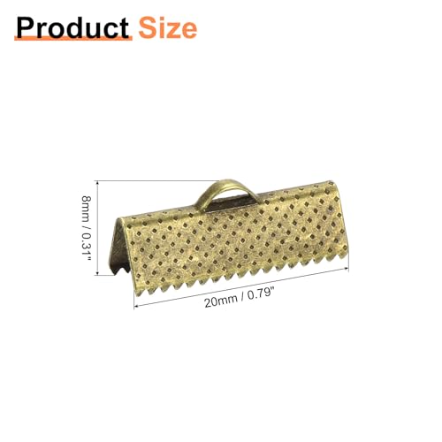 uxcell 280Pcs Ribbon Crimp Clamp Ends, 20mm Bookmark Pinch Crimp Ends, Cord Ends Fasteners Clasp Crimp Ends for DIY Bracelet Necklace Jewelry Making, Bronze Tone - color: Bronze Tone, size: 20mm