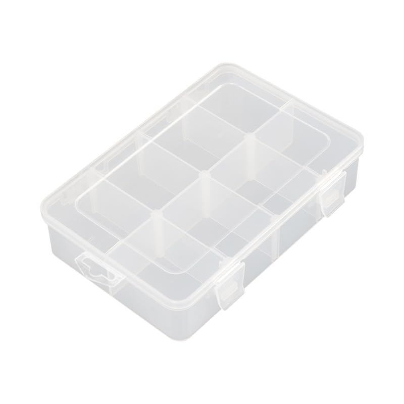 Vidifor 2 Packs 8-Compartments Art Supply Container, Clear Plastic Organizer Box with Dividers for Crafts Jewelry Fishing Tackles Hardware Metal - size: Small 8 grids 2pcs with dividers