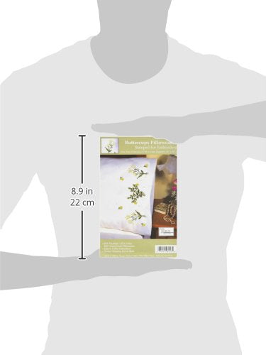 Tobin Stamped Pillowcase Pair for Embroidery, 20 by 30-Inch, Buttercups (232011)