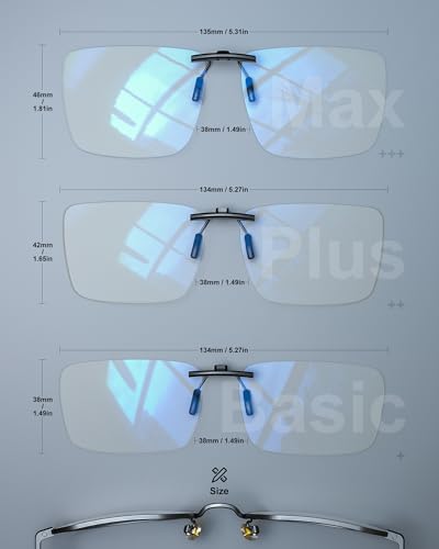 ANYLUV Clip On Blue Light Blocking Glasses Lightweight Rectangle Blue Light Glasses Men for Computer Gaming, Anti Eye Strain - color: A05-clear&yellow, size: 60*38mm