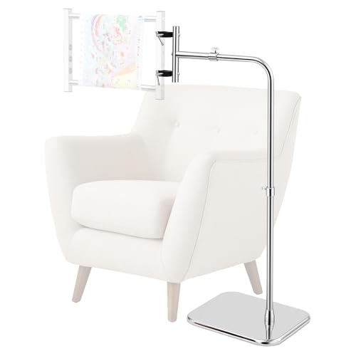 Novabright Adjustable Embroidery Stand with Side Clamp—Needlework Frame Holder for Cross Embroidery, Punch Needle, and Hand Sewing Projects Fits Scroll Rods up to 20 Inches & Q-Snap Frames