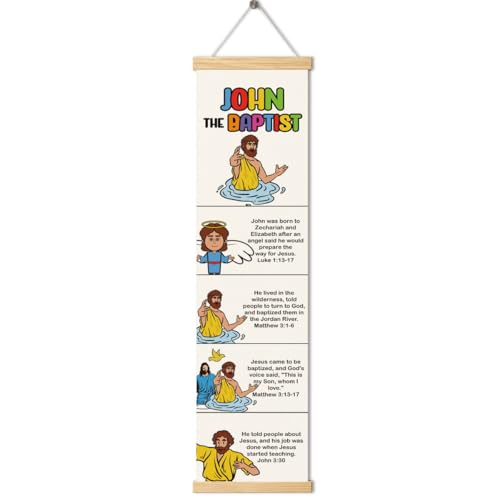 John the Baptist Banner, Church Banner, Christian Rustic Hanging Door Flag, Farmhouse Decorations Outdoor Indoor, Church Activity Decor, Bible Lesson, Scripture and Words Decorations - color: Yellow