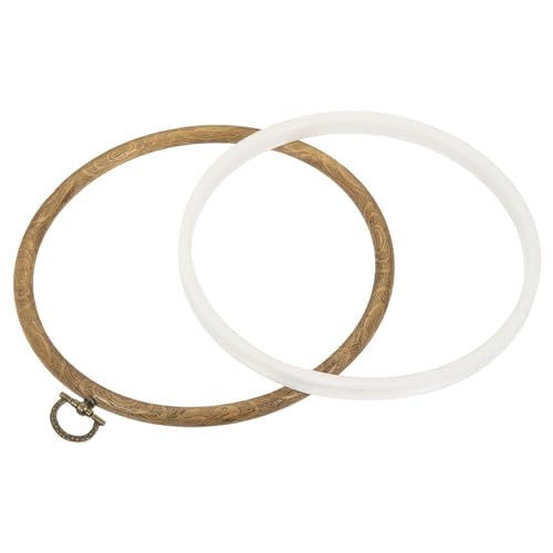 MECCANIXITY Embroidery Hoop Frame 6 Inch Round Imitated Wood Circle Cross-Stitch Ring for Art Craft Sewing Ornament, Pack of 2 - size: 6"