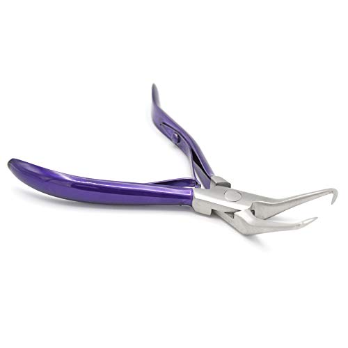 Professional Hair Extension & Beading Tool Kit Remove Plier Set for beads (4 Piece) I-Link Micro Ring Loop Needle Pulling Hook Threader Wire for Silicone Rings (Purple) - color: Purple