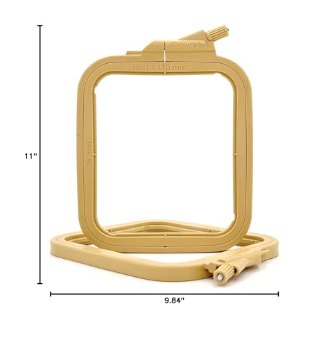 Nurge Square Embroidery Hoop - Plastic Cross Stitch Frame for Needlepoint & Embroidery - Adjustable Craft Hoop - Beige - No:1 (X Small) - color: Beige, size: No:1 (X Small)