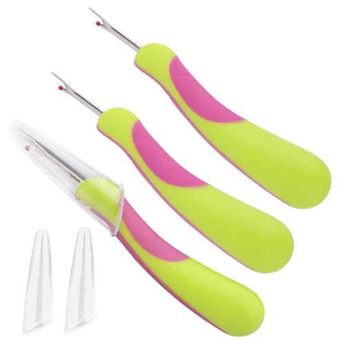 3pcs Seam Ripper, Green Thread Cutter Stitch Remover Tool with Protective Caps for Sewing Knitting Embroidery Quilting Cross Stitching Fabric Crafts Supplies - style: 3 green