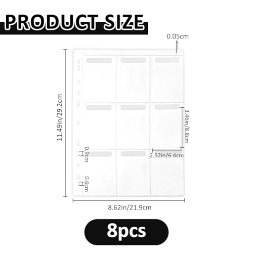 SUPERFINDINGS 8 Pack Binder Page for Embroidery Floss Cross Stitch 9 Grids Sewing Organizer 8.8x6.4cm Floss Organizers Bags Portable White PVC Thread Holder for DIY Craft Embroidery Sewing Storage - size: 3.46x2.52"