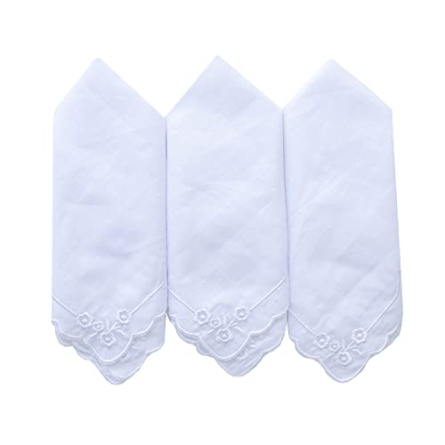 6 Pack of Ladies Embroidery Cotton Handkerchiefs Lace Wedding Hankies - color: E2 New