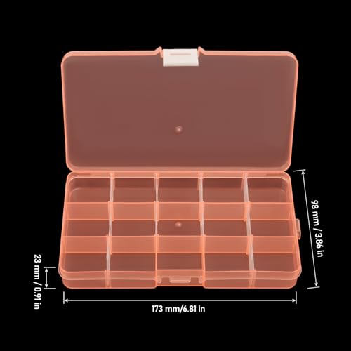 KINJOEK 32 Pack 15 Grids Plastic Bead Organizer Bulk Containers Storage, Adjustable Divider Diamond Jewelry Craft Painting Storage Case, Colors Small Fishing Tackle Box for Sewing Cross - color: Colored, size: 15Grid 32PCS