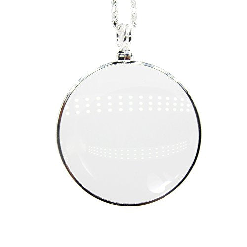 5X Magnifying Glass Pendant 1.6" Glass Lens Dia. and 35" Alloy Necklace (Silver)