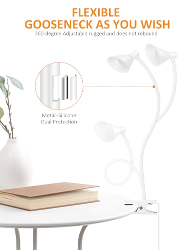 LiFMIRA Desk Lamp Clip on Light USB Reading Light 3 Color Modes White - color: White