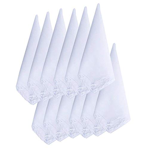 MileyMarla Ladies Embroidery Cotton White Handkerchiefs Lace Wedding Hankies - color: E-25pcs