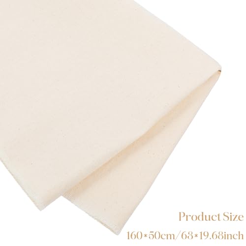 Cotton Muslin Fabric, 63 x 20inch Unbleached Muslin Linen Fabric, Beige Natural Cotton Muslins Fabrics by 0.54 Yards for Sewing Clothing, Making Garments Crafts