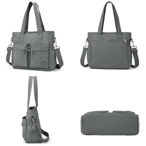 Tote Bag for Women Nylon Purse and Handbags Tote Purse Crossbody Bag Messenger Bag - color: Grey