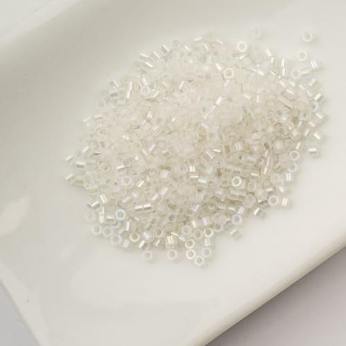 John Bead 25g Cylin Beads White to Turquoise Glow in Dark AB 11/0 Glass Cylindrical Seed Beads for Jewelry Bracelets Necklaces Earrings Making Embroidery - color: White to Turquoise Glow in Dark AB