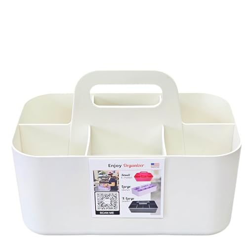 Small Stackable and Portable Simple 6-Compartment Caddy - Made In USA (Ivory) - color: Ivory