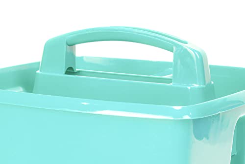 Storex 3-Compartment Small Caddy – Multipurpose Classroom Organizer with Handle, Aquamarine, 6-Pack (00952A06C)