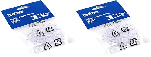 Brother Sewing and Embroidery Bobbins, SA156,Clear, 11.5 mm, 10 Count (Pack of 2) - size: 11.5 mm (Pack of 2)