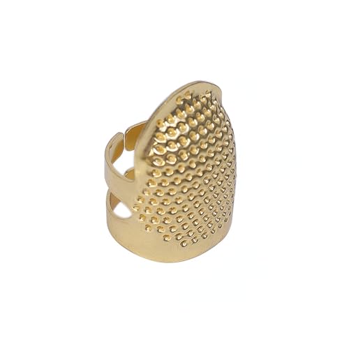 2PCS Adjustable Zinc Alloy Sewing Thimbles Finger Covers - Hand Working Making Fingertip Protectors (Gold M) - color: Gold M