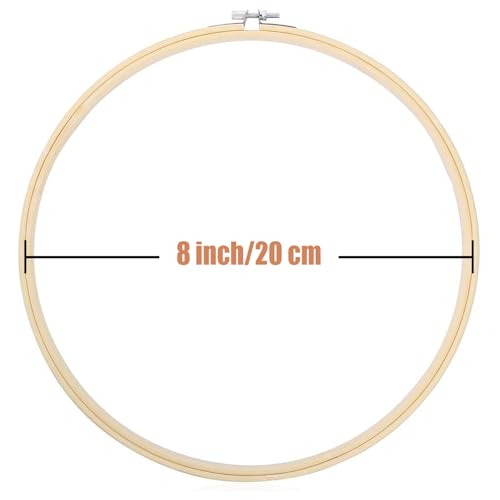 Yorwex 12 Pieces 8 Inch Embroidery Hoops Adjustable Wooden Circle Cross Stitch Hoop Ring for Art Craft Handy Sewing and Christmas Ornaments - style: 8 inch