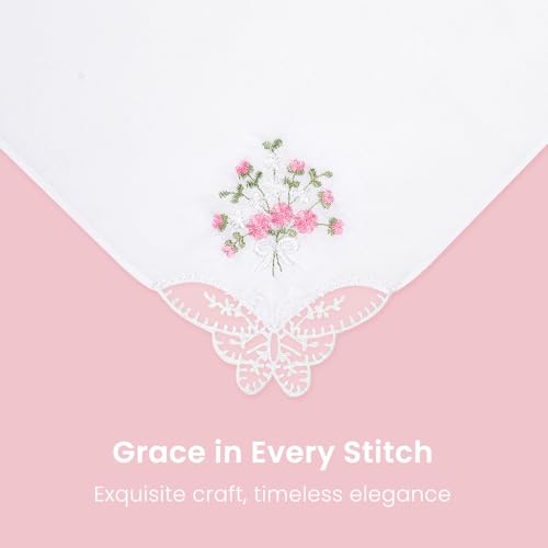 Selected Hanky Women's Cotton Handkerchiefs, Ladies Hankies, Pink Floral - color: Pink Floral