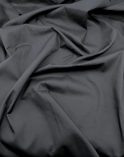 EOVEA - Cotton Polyester Fabric by The Yard – 60" Wide Broadcloth Fabric, Soft, Lightweight & Breathable Material for Lining, Curtains, Bedding, Skirts, Sewing Projects (Black, 1 Yard) - color: Black, size: 1 Yard