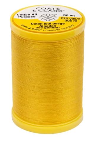 Coats & Clark Cotton All Purpose Sewing Thread 100% Mercerized Cotton 225 Yards Each Spool S970 2 Pack Bundle with 3 Bella's Crafts Needle Threaders (Spark Gold) - color: Spark Gold
