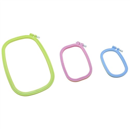 HAJXZH 3 PCS Cross Stitch Frames Plastic Square Embroidery Hoops for DIY Embroidery Projects
