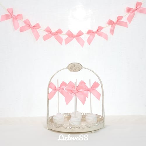 Pre-Tied Self Adhesive Pink Satin Ribbon Bows for Crafts 3" - color: Pink