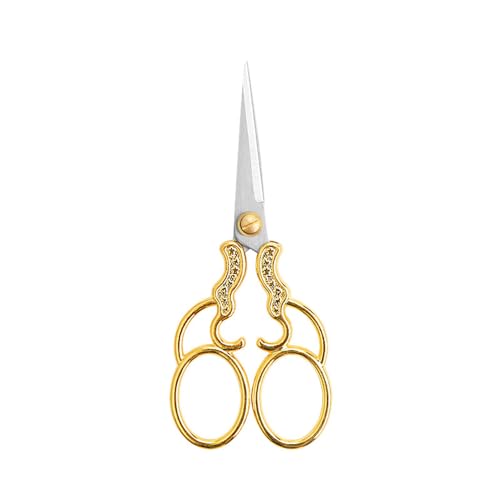 5" Vintage Scissors All Purpose, Stainless Steel Scissors for Scrapbook Albums, Small Sewing Scissors for Home Office Studio Craft Art Work Handicraft Cutting Paper DIY Tool Gold - color: Gold