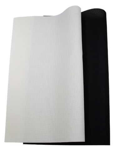 KCS 2 pc of 15" x 18"(38cmx45cm) 18 Count Cross Stitch Cotton Aida Cloth Needlework Fabric Box (Antique White+Black, 18CT) - color: Antique White+black, size: 18CT