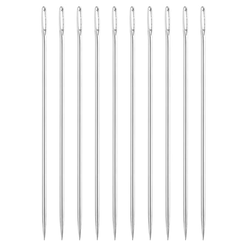 uxcell 20Pcs Large Eye Needle, 1.81" 0.8mm High Carbon Iron Embroidery Thread Needle Sewing Big Eye Needle Knitting Needles for Hand Sewing Art Crafts, Silver - size: 0.8x46mm