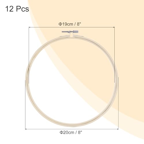 MECCANIXITY 6 Pieces 8 Inch Embroidery Hoops Adjustable Round Bamboo Circle Cross Stitch Hoop Ring for Art Craft Handy Sewing Needlework DIY Decoration - size: 8 Inch