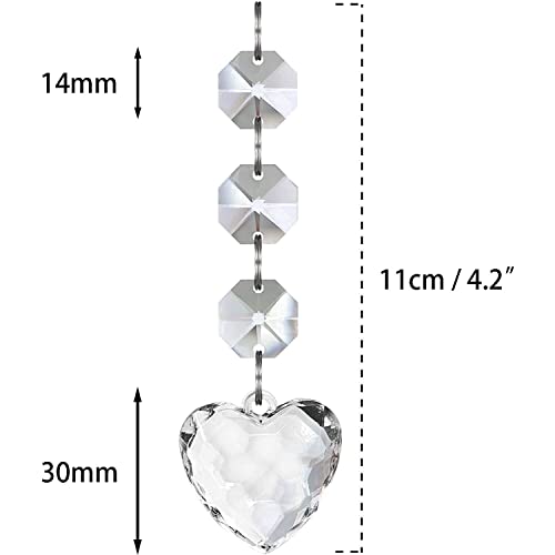 Jishi 30pk Crystal Heart Ornaments for Christmas Tree Decorations, Acrylic Hanging Crystals for Centerpieces Valentines Day Decor, Clear Plastic Heart Prism Drop Pendant Suncatcher Chandelier Crystals - style: Heart