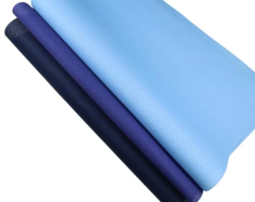 KCS 3 pc of 15" x 18"(38cmx45cm) 16 Count Cross Stitch Cotton Aida Cloth Needlework Rolled Fabric Box,16CT,Light Blue+Royal Blue+Navy Blue - color: Light Blue+royal Blue+navy Blue, size: 16CT