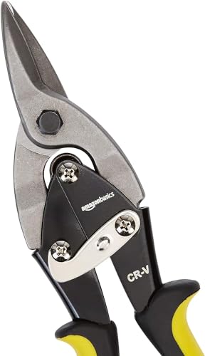 Amazon Basics Straight Cut Aviation Tin Snips, Metal Cutters with Safety Latch - size: 1-Piece Set (Straight)
