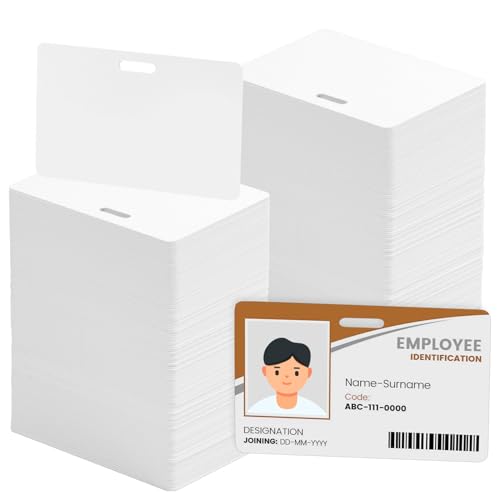 250 Pack Premium Blank PVC Cards with Slot Punch on Long Side - Horizontal Slot Punch Blank ID Cards- CAETOUNG CR80 30 Mil Graphic Quality White Plastic Cards for Photo ID Badge Printers - color: 250pack