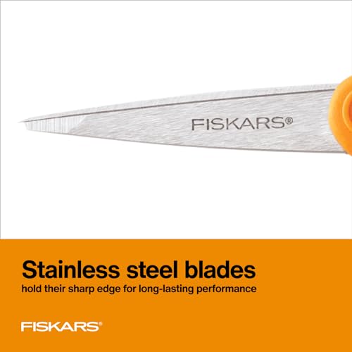 Fiskars 5" Orange-Handled Micro-Tip Fabric Scissors, No. 5 - size: 5”, style: Double Loop Handle