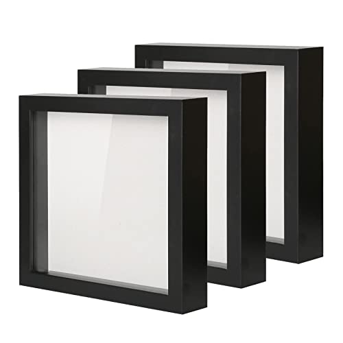 Muzilife 10x10 Shadow Box Wood Picture Frame, HD Glass, 3PCS, White - color: Black, size: 3pcs 10X10