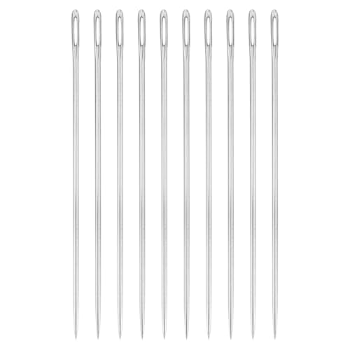 uxcell 50 Pcs Large Eye Sewing Needles, 1.97 Inch 0.9mm High Carbon Iron Embroidery Thread Needle Sewing Big Eye Needle Knitting Needles for Hand Sewing Art Crafts, Silver - size: 50mm, 0.9mm