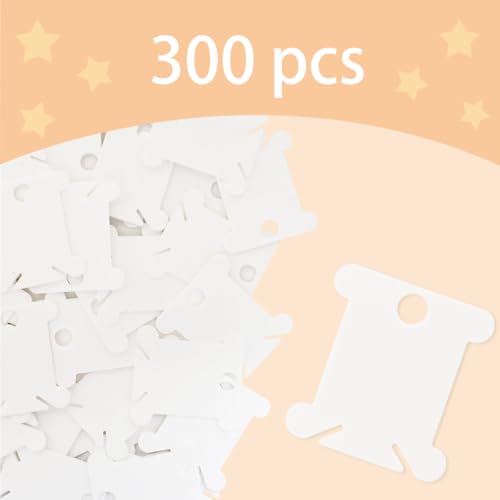 300 Pcs Plastic Embroidery Thread Cards, White Plastic Floss Bobbins