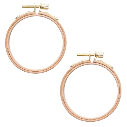 Mormchlots 2Pcs 3 Inch Wood Embroidery Hoops - size: 3 inch
