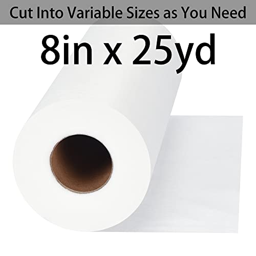 Water Soluble Stabilizer for Embroidery Backing & Topping (8 in x 25 yd Roll), Seneme 1.5oz Embroidery Stabilizers - Wash Away Embroidery Stabilizer for Machine Embroidery Stabilizer and Hand Sewing - size: 8"*25yd roll