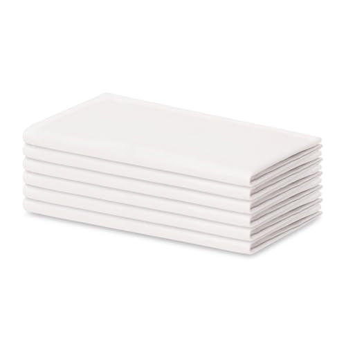Blue Needles Solid Cloth Napkins 100% Cotton Set of 6-18 x 18 Inches - color: White, size: 18" x 18" (Set of 6)