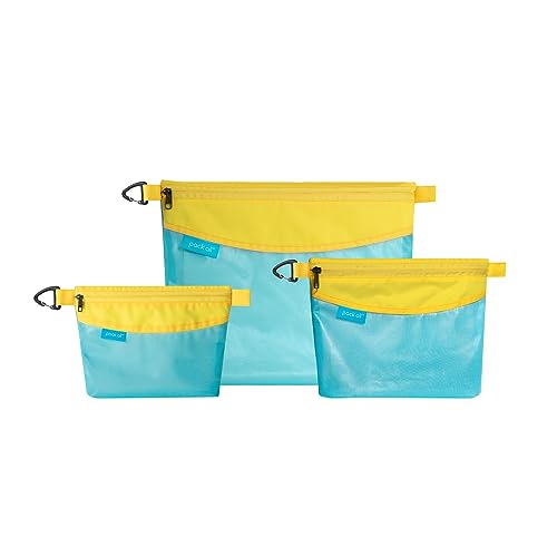 pack all 3 Pcs Water-Resistant Zipper Pouch, Mesh Zipper Bag - color: Blue, size: Set