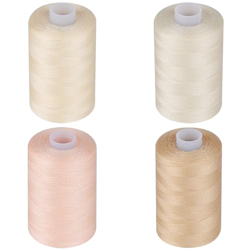 Simthread All Purpose Sewing Thread, 4 Spools Each 1000 Yards of Polyester Threads for Sewing Machine, Sewing Machine Supplies for Beginners, Hand Stitching, Quilting, Serger(Skin Series) - color: Skin Series