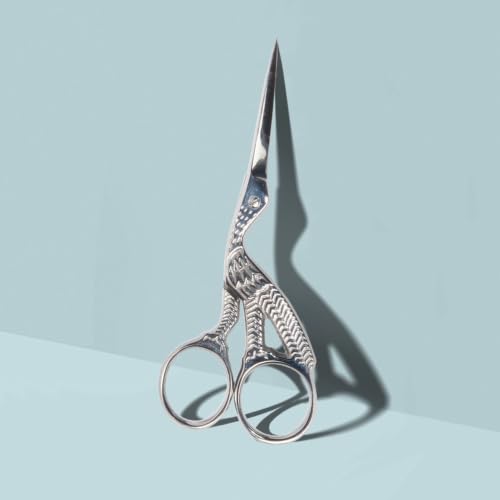 Diane Stainless Steel Stork Eyebrow Scissors, Precision Facial Hair & Brow Trimming Scissors for Women & Men, Sharp Ergonomic Beauty Grooming Scissors for Eyebrows, Mustache & Stray Hair Shears, 3.75"
